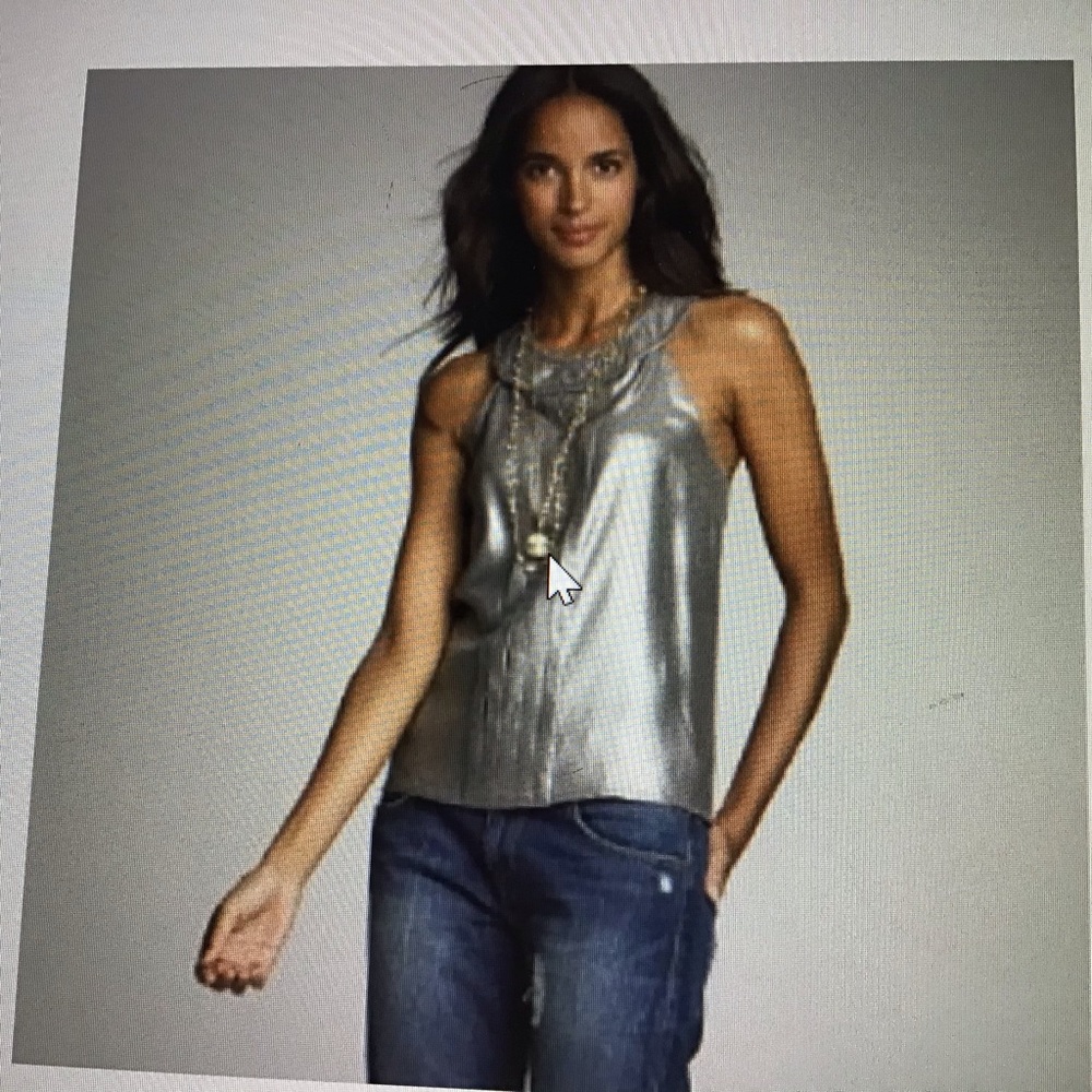 J crew metallic silver blouse